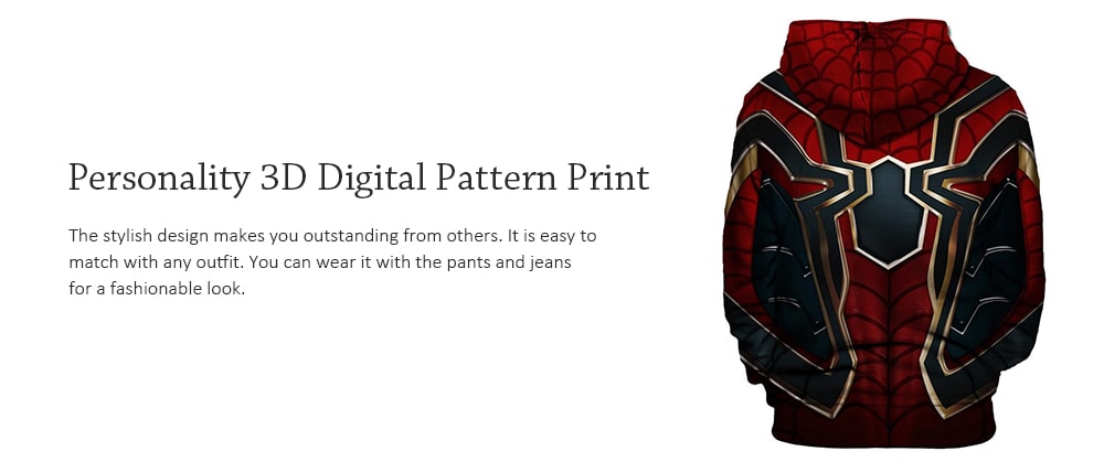 Youth Loose Digital Print Pullover Hoodie- Red 2XL Youth Loose Digital Print Pullover Hoodie- Red 2XL