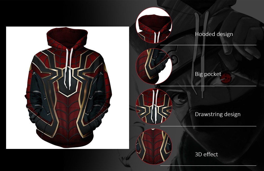 Youth Loose Digital Print Pullover Hoodie- Red 2XL Youth Loose Digital Print Pullover Hoodie- Red 2XL