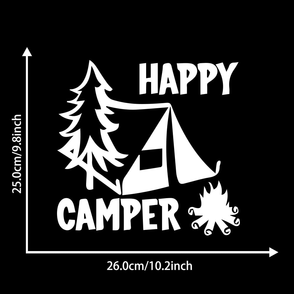 Happy Camper Creative Car Decoration Sticker Removable Decorations- White 25*26CM Happy Camper Creative Car Decoration Sticker Removable Decorations- White 25*26CM
