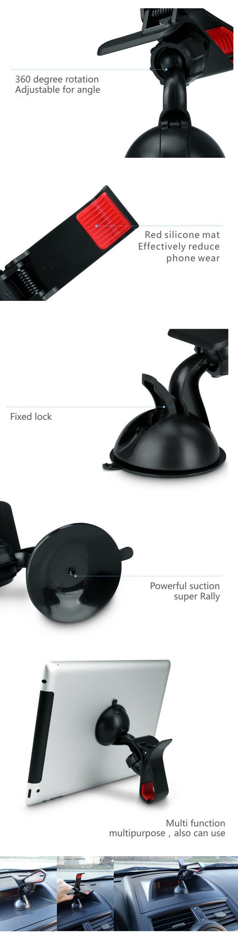 ZIQIAO 360 Degrees Rotation Universal Car Suction Mount Cell Phone / GPS Holder - BLACK- Black ZIQIAO 360 Degrees Rotation Universal Car Suction Mount Cell Phone / GPS Holder - BLACK- Black