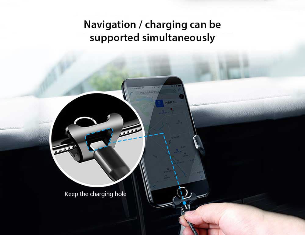 Car Gravity Navigation Bracket Phone Holder- Black Regular Car Gravity Navigation Bracket Phone Holder- Black Regular