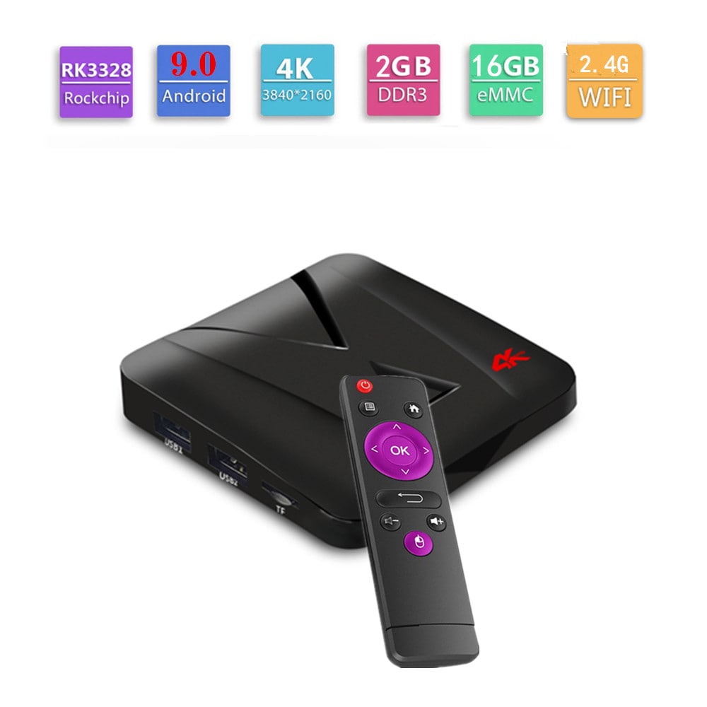 MX10 Mini TV Box Android 9.0 RK3328 2GB DDR3 + 16GB EMMC 2.4GHz WiFi Support 4K H.265- Black US Plug MX10 Mini TV Box Android 9.0 RK3328 2GB DDR3 + 16GB EMMC 2.4GHz WiFi Support 4K H.265- Black US Plug
