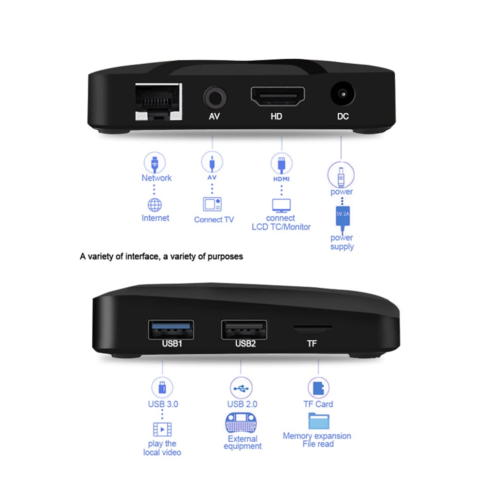 MX10 Mini TV Box Android 9.0 RK3328 2GB DDR3 + 16GB EMMC 2.4GHz WiFi Support 4K H.265- Black US Plug MX10 Mini TV Box Android 9.0 RK3328 2GB DDR3 + 16GB EMMC 2.4GHz WiFi Support 4K H.265- Black US Plug