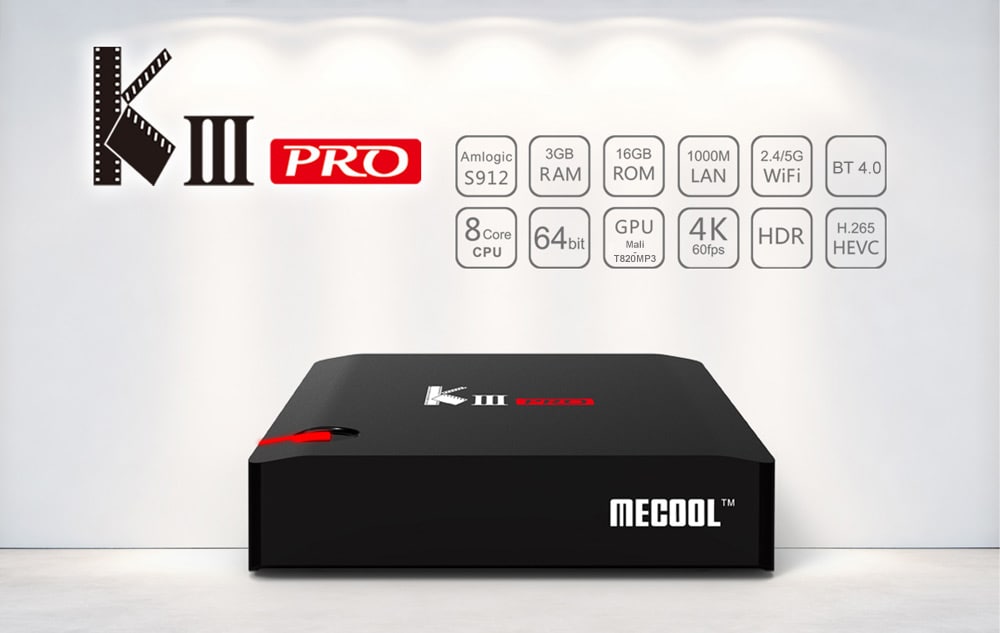 MECOOL KIII PRO TV Box Amlogic S912 Octa Core Android 7.1 OS Media Player- Black US Plug MECOOL KIII PRO TV Box Amlogic S912 Octa Core Android 7.1 OS Media Player- Black US Plug