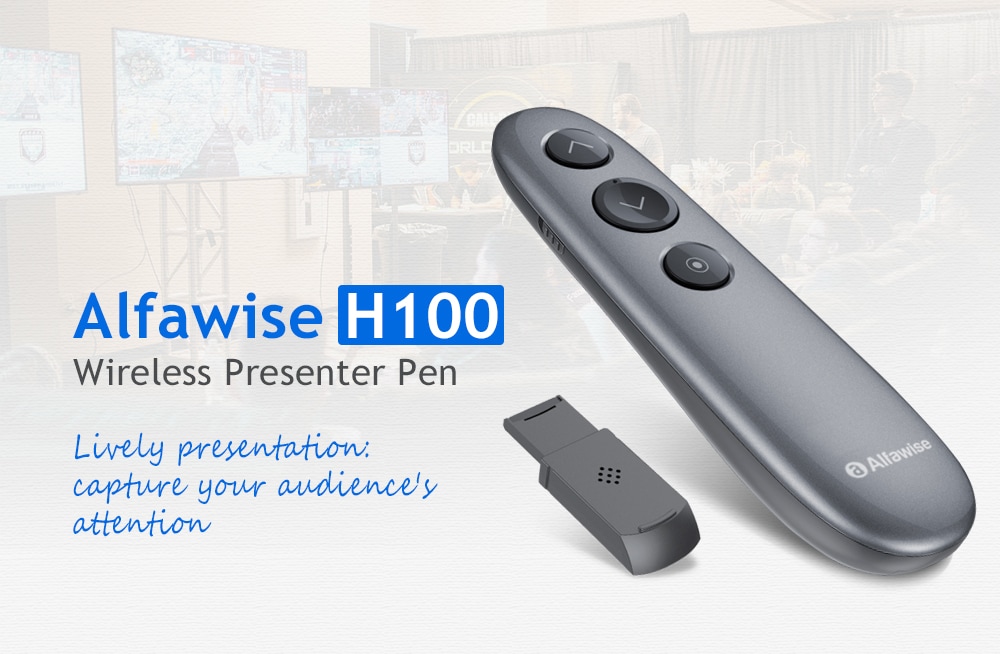 Alfawise H100 Wireless Remote Control Digital Laser Presenter Presentation Flip Pen- Slate Gray Alfawise H100 Wireless Remote Control Digital Laser Presenter Presentation Flip Pen- Slate Gray