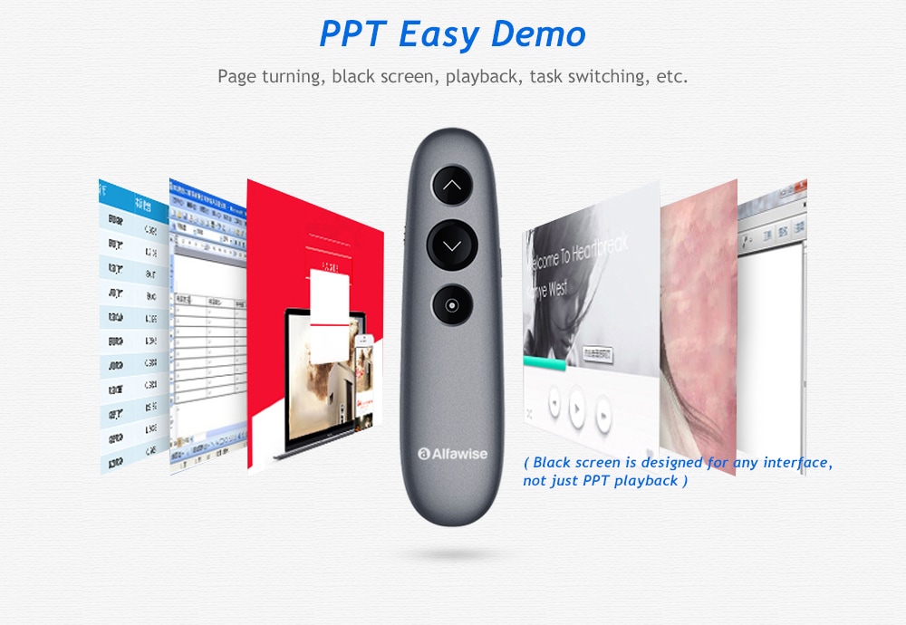Alfawise H100 Wireless Remote Control Digital Laser Presenter Presentation Flip Pen- Slate Gray Alfawise H100 Wireless Remote Control Digital Laser Presenter Presentation Flip Pen- Slate Gray