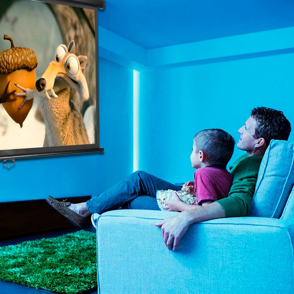 Excelvan 100 inch Diagonal 16:9 Ratio 1.2 Gain Manual Pull Down Projection Projector Screen Suitable For 1080P DTV/Sports/Movies/Presentations with Auto Locking Device- Black Excelvan 100 inch Diagonal 16:9 Ratio 1.2 Gain Manual Pull Down Projection Projector Screen Suitable For 1080P DTV/Sports/Movies/Presentations with Auto Locking Device- Black