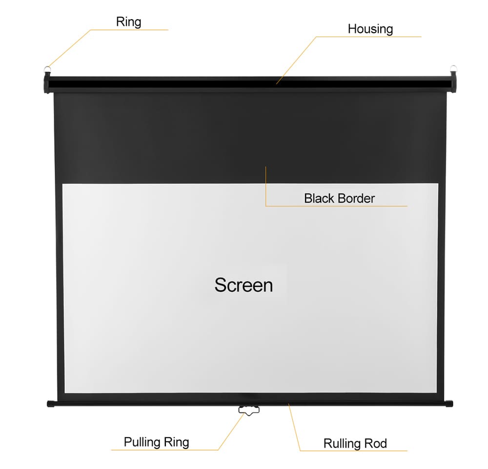 Excelvan 100 inch Diagonal 16:9 Ratio 1.2 Gain Manual Pull Down Projection Projector Screen Suitable For 1080P DTV/Sports/Movies/Presentations with Auto Locking Device- Black Excelvan 100 inch Diagonal 16:9 Ratio 1.2 Gain Manual Pull Down Projection Projector Screen Suitable For 1080P DTV/Sports/Movies/Presentations with Auto Locking Device- Black