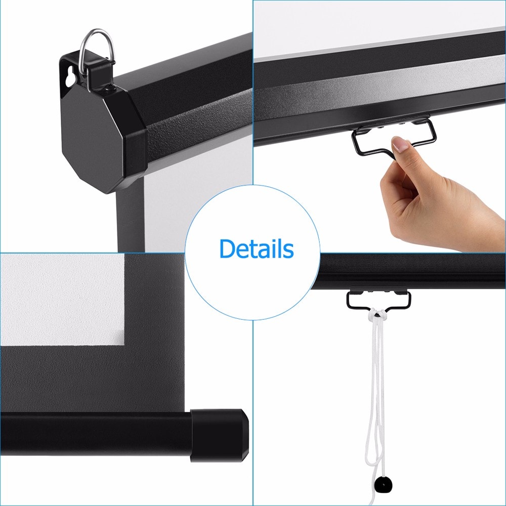 Excelvan 100 inch Diagonal 16:9 Ratio 1.2 Gain Manual Pull Down Projection Projector Screen Suitable For 1080P DTV/Sports/Movies/Presentations with Auto Locking Device- Black Excelvan 100 inch Diagonal 16:9 Ratio 1.2 Gain Manual Pull Down Projection Projector Screen Suitable For 1080P DTV/Sports/Movies/Presentations with Auto Locking Device- Black