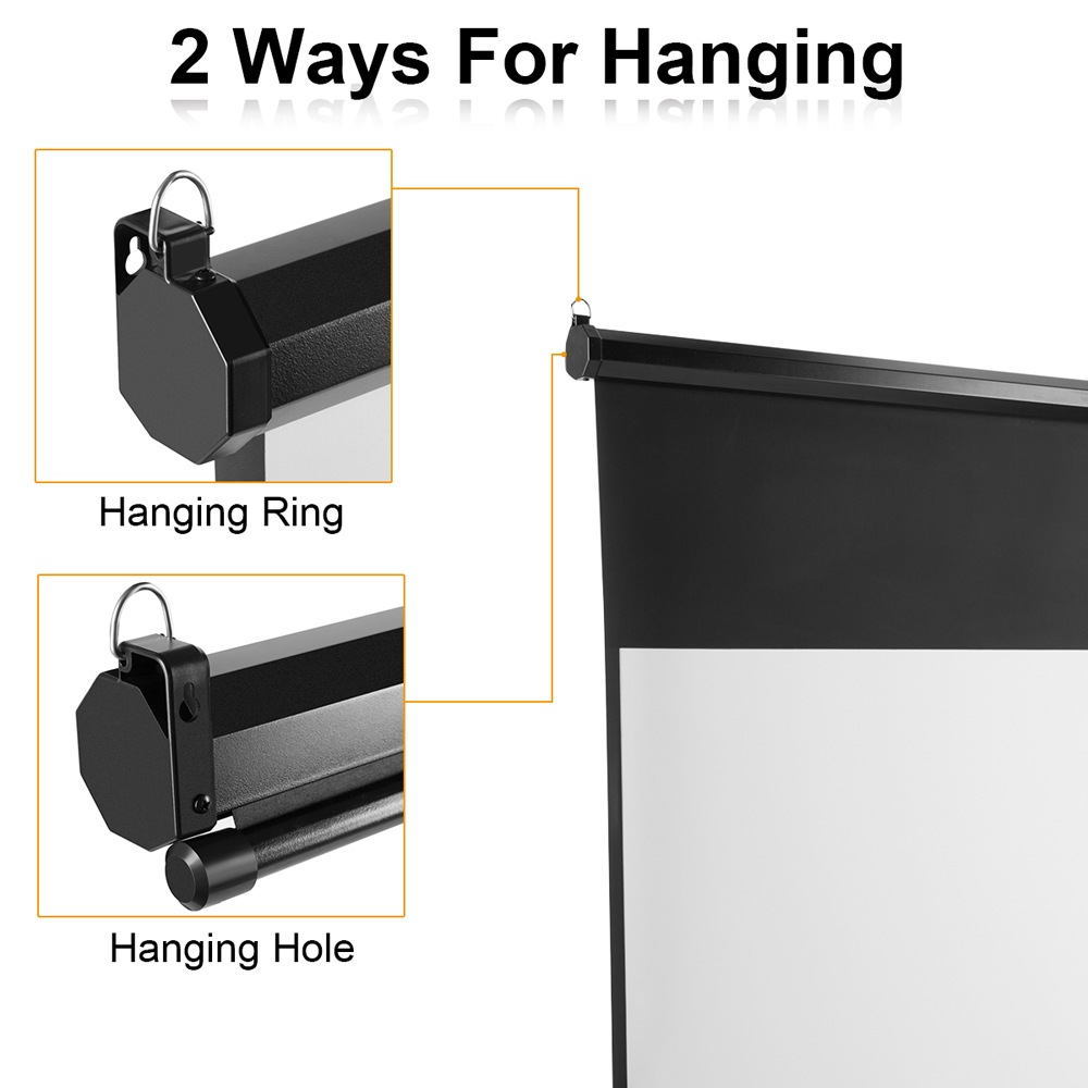 Excelvan 100 inch Diagonal 16:9 Ratio 1.2 Gain Manual Pull Down Projection Projector Screen Suitable For 1080P DTV/Sports/Movies/Presentations with Auto Locking Device- Black Excelvan 100 inch Diagonal 16:9 Ratio 1.2 Gain Manual Pull Down Projection Projector Screen Suitable For 1080P DTV/Sports/Movies/Presentations with Auto Locking Device- Black