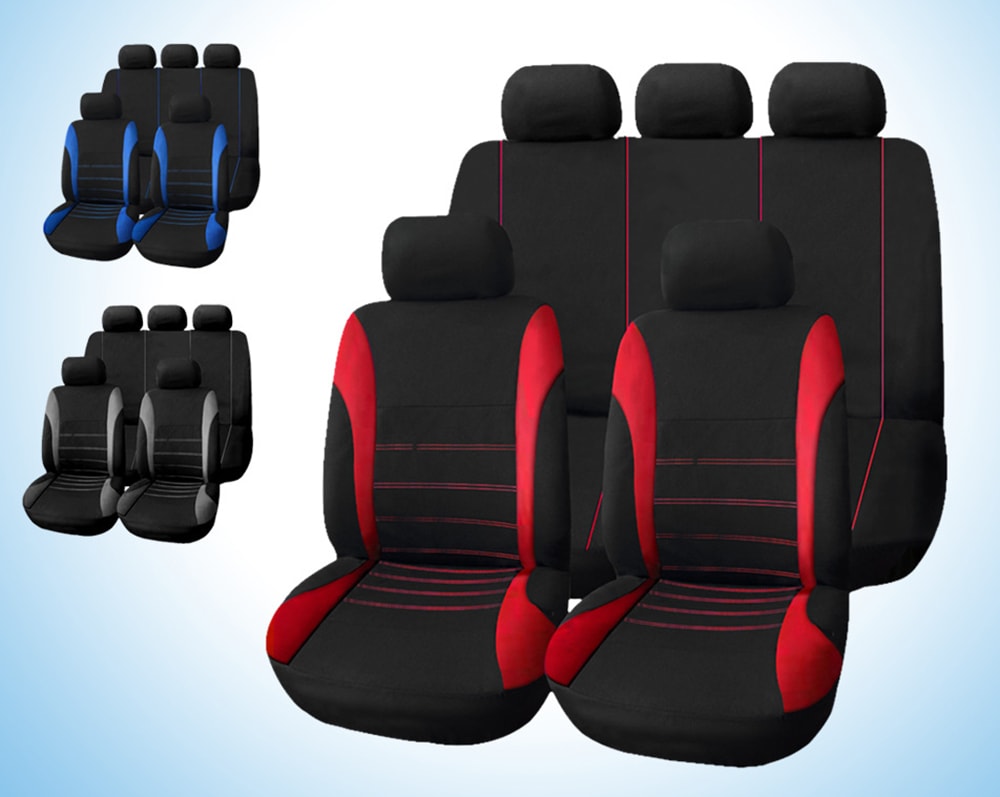 T21620 Universal Car Seat Cover 9 Set Full Seat Covers for Crossovers Sedans- Gray T21620 Universal Car Seat Cover 9 Set Full Seat Covers for Crossovers Sedans- Gray