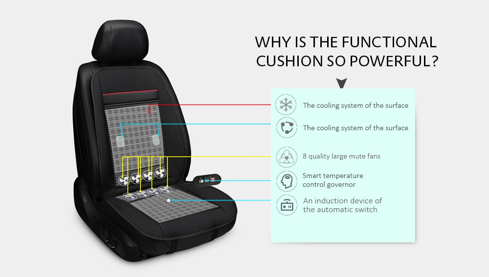 Massage Cooling Car Seat Cushion for Summer - Black Massage Cooling Car Seat Cushion for Summer - Black