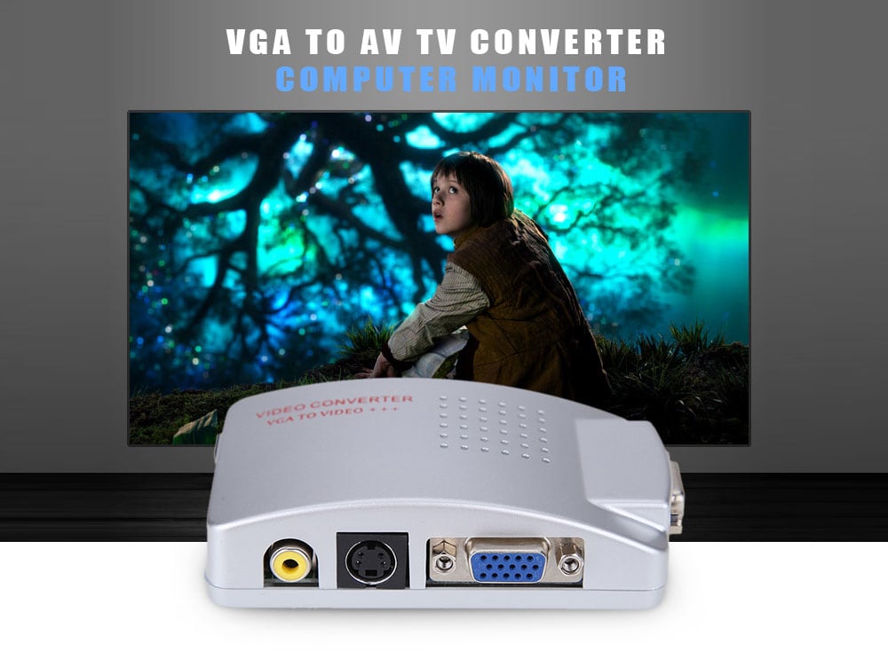 VGA to AV Converter VGA to VIDEO Switch with S Terminal TV Converter Computer Monitor- Silver VGA to AV Converter VGA to VIDEO Switch with S Terminal TV Converter Computer Monitor- Silver