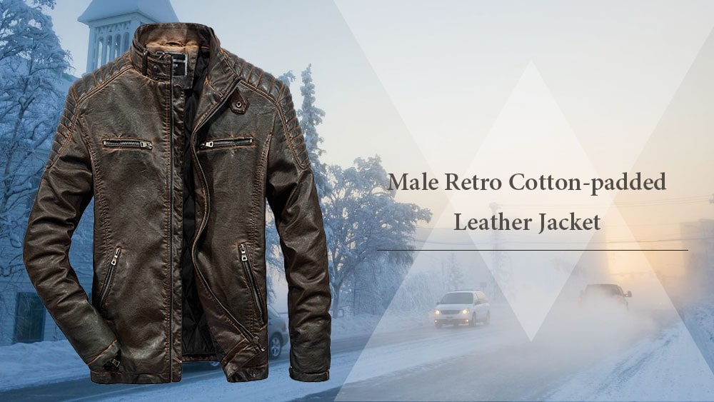Retro Men's Leather Jacket - Black S Retro Men's Leather Jacket - Black S