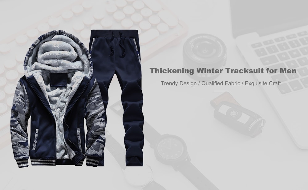 Thickening Winter Tracksuit for Men- Light Gray XL Thickening Winter Tracksuit for Men- Light Gray XL