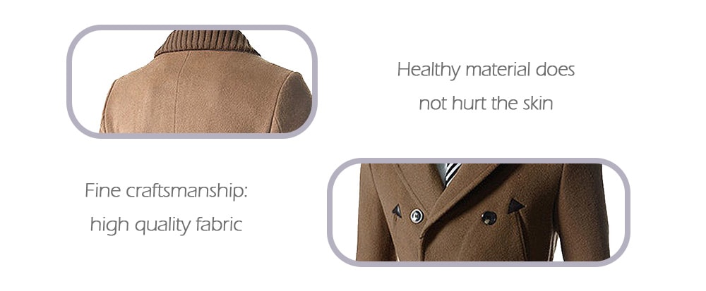 Stylish Comfortable Men Button Slim Woollen Coat - Cadetblue 2XL Stylish Comfortable Men Button Slim Woollen Coat - Cadetblue 2XL