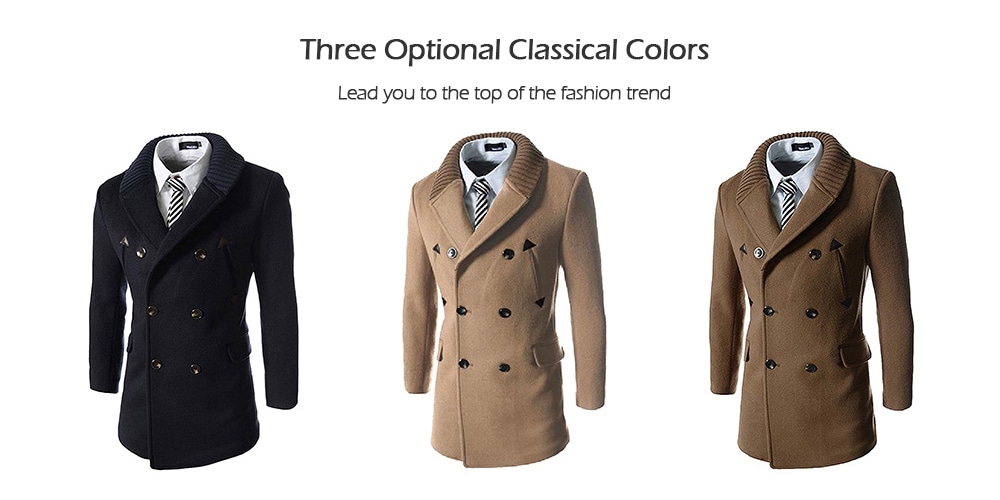 Stylish Comfortable Men Button Slim Woollen Coat - Cadetblue 2XL Stylish Comfortable Men Button Slim Woollen Coat - Cadetblue 2XL