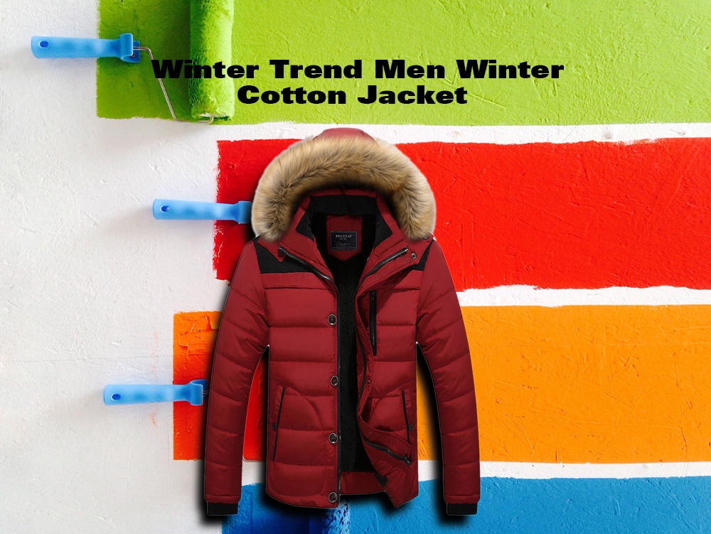 Winter Trend Men Cotton Jacket- Khaki M Winter Trend Men Cotton Jacket- Khaki M