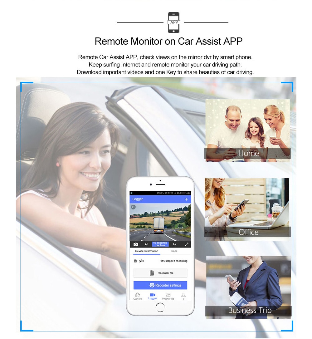 Junsun A900 Car DVR Camera Mirror 3G 10 inch Full Touch Android 5.0 Quad Core GPS WiFi Dual Lens- Black Junsun A900 Car DVR Camera Mirror 3G 10 inch Full Touch Android 5.0 Quad Core GPS WiFi Dual Lens- Black
