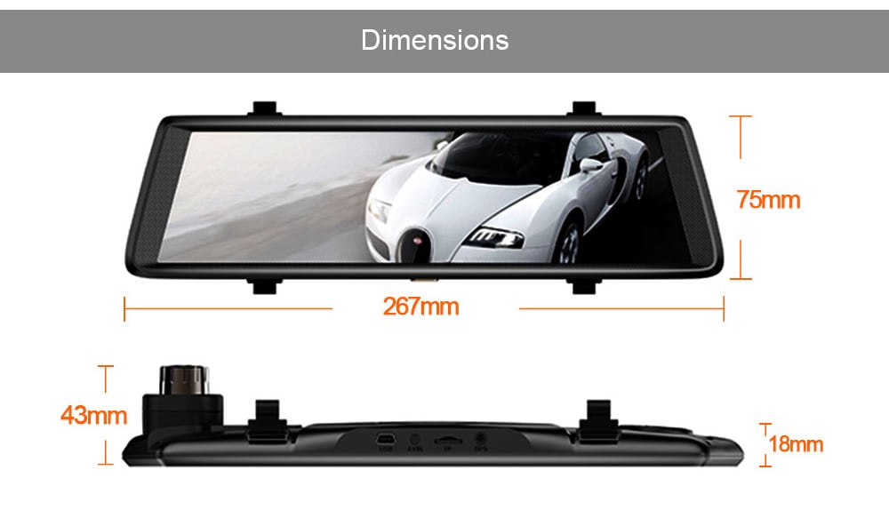 Junsun A900 Car DVR Camera Mirror 3G 10 inch Full Touch Android 5.0 Quad Core GPS WiFi Dual Lens- Black Junsun A900 Car DVR Camera Mirror 3G 10 inch Full Touch Android 5.0 Quad Core GPS WiFi Dual Lens- Black