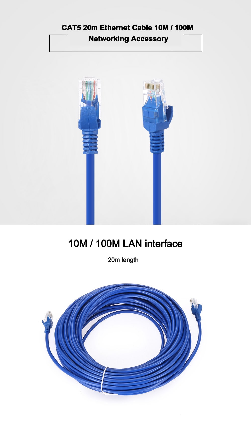 CAT5 20m Category 10M / 100M Ethernet Cable- Blue CAT5 20m Category 10M / 100M Ethernet Cable- Blue