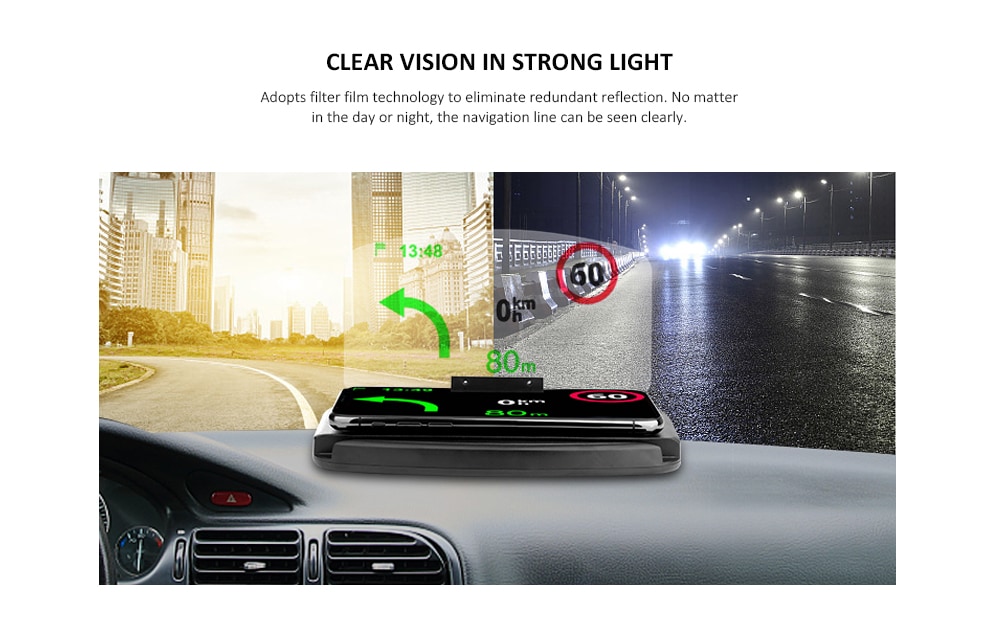 Car Mobile Phone Navigation Frame Wireless Charger Head-up Display- Black Car Mobile Phone Navigation Frame Wireless Charger Head-up Display- Black