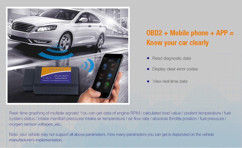 ELM327 WiFi OBD2 Car Diagnostic Instrument / Detector Supports Android- Natural Black ELM327 WiFi OBD2 Car Diagnostic Instrument / Detector Supports Android- Natural Black
