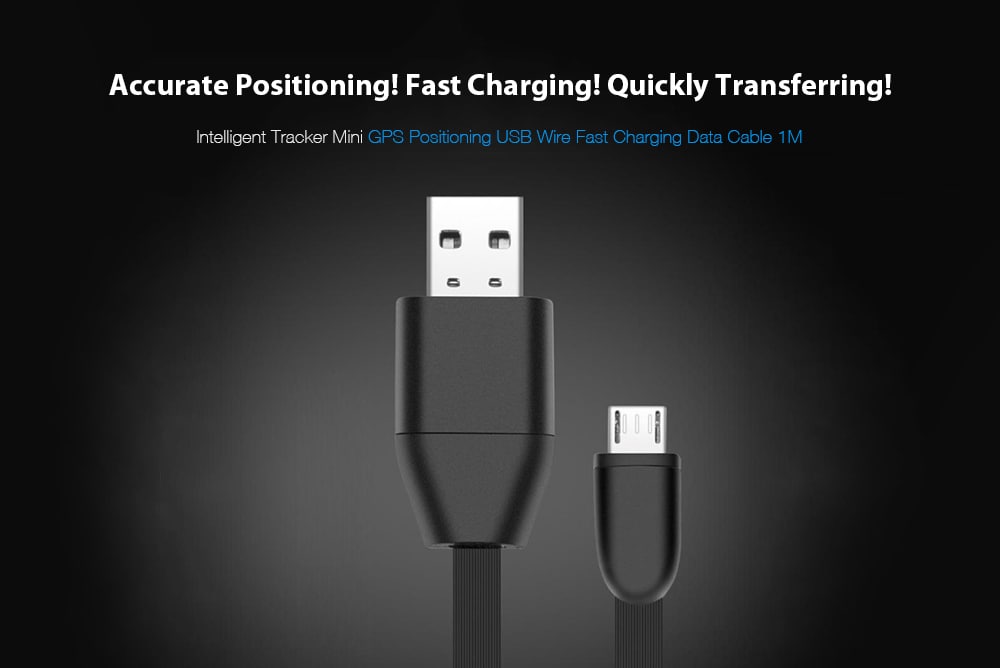 Intelligent Tracker Mini GPS Positioning USB Wire Line Fast Charging Data Cable 1M- Black Intelligent Tracker Mini GPS Positioning USB Wire Line Fast Charging Data Cable 1M- Black