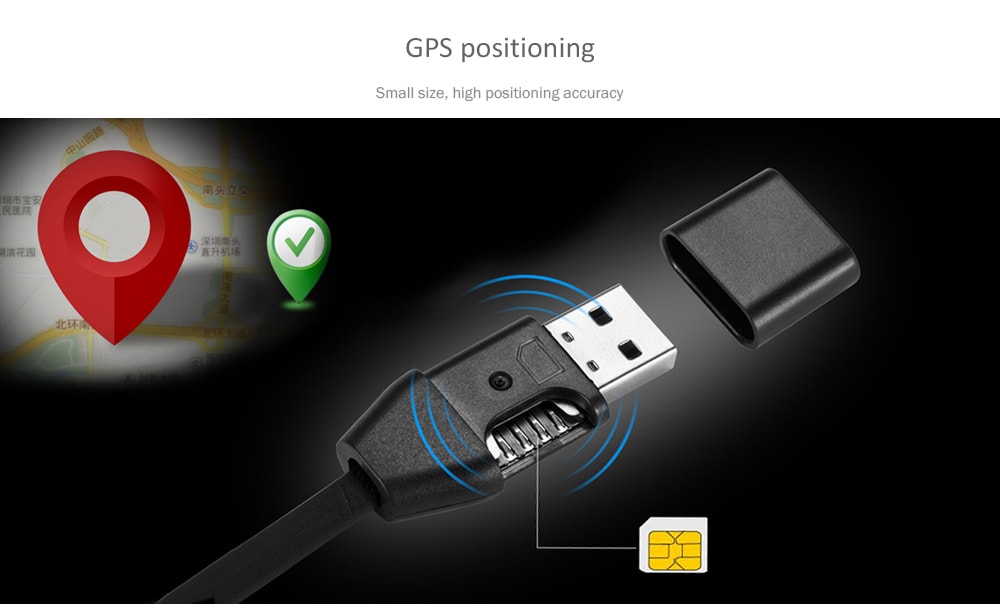 Intelligent Tracker Mini GPS Positioning USB Wire Line Fast Charging Data Cable 1M- Black Intelligent Tracker Mini GPS Positioning USB Wire Line Fast Charging Data Cable 1M- Black