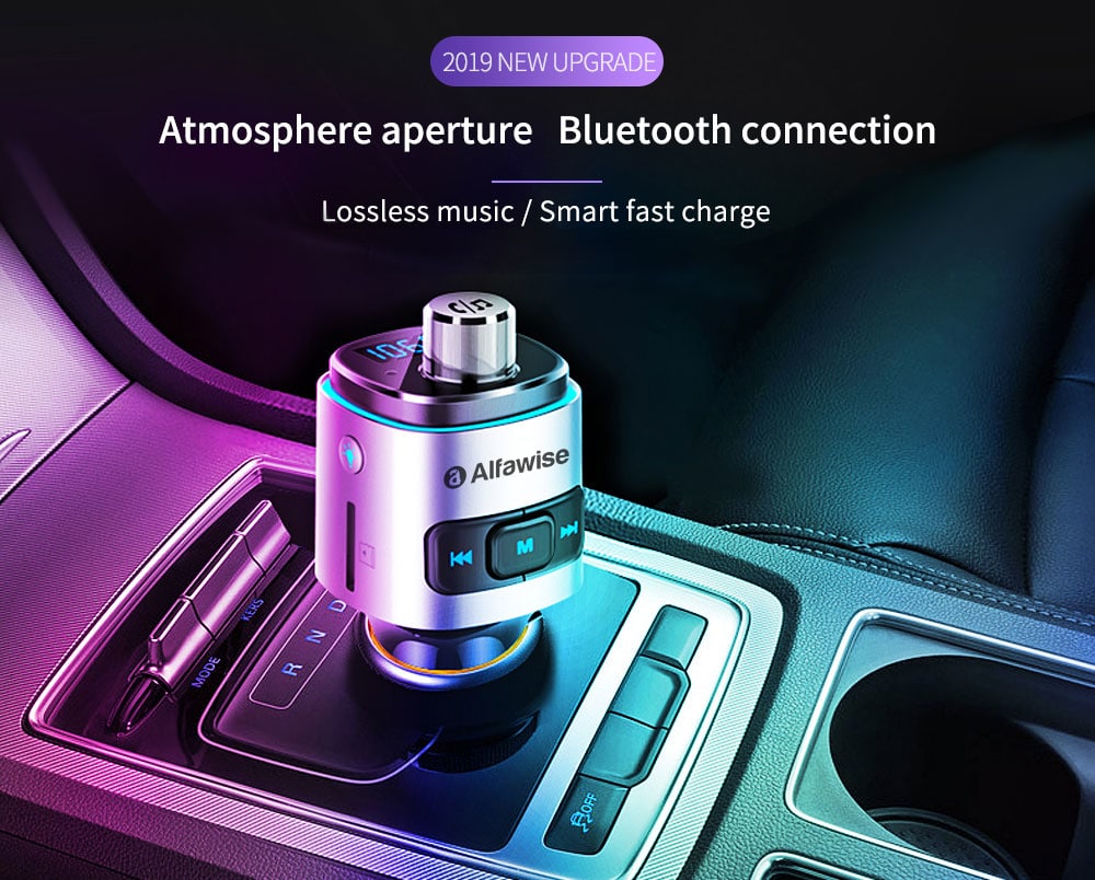 Alfawise QC3.0 Bluetooth 4.2 FM Transmitter Car Charger- Silver Alfawise QC3.0 Bluetooth 4.2 FM Transmitter Car Charger- Silver