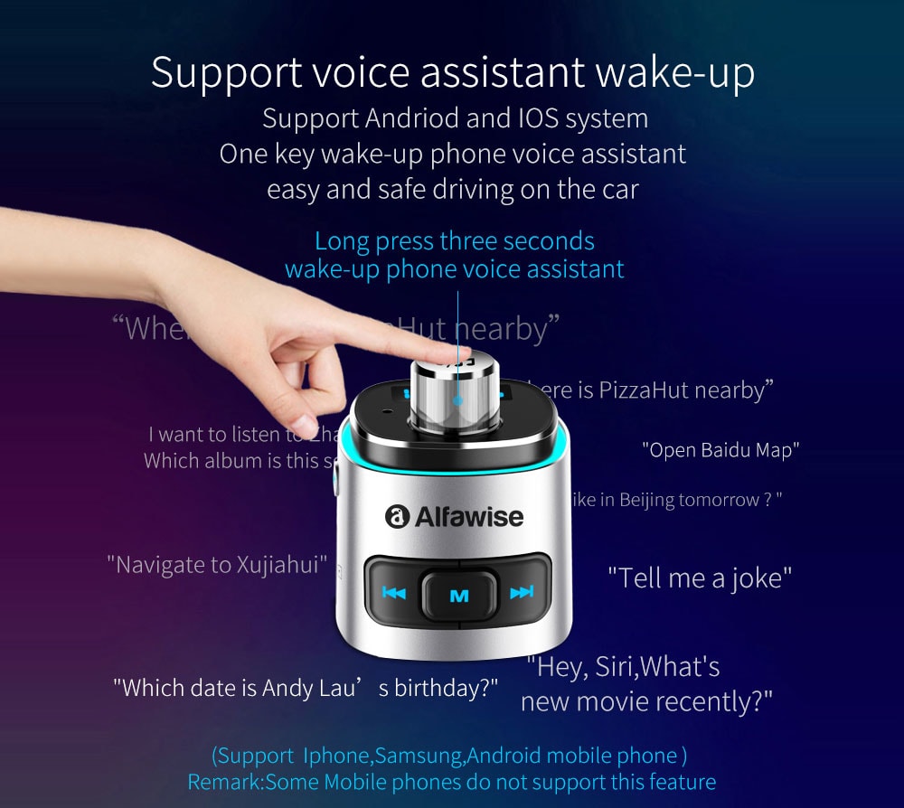 Alfawise QC3.0 Bluetooth 4.2 FM Transmitter Car Charger- Silver Alfawise QC3.0 Bluetooth 4.2 FM Transmitter Car Charger- Silver