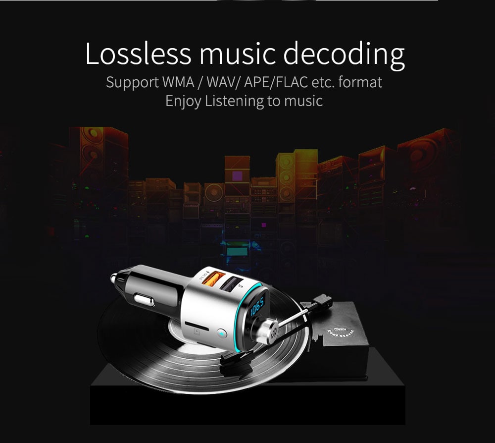 Alfawise QC3.0 Bluetooth 4.2 FM Transmitter Car Charger- Silver Alfawise QC3.0 Bluetooth 4.2 FM Transmitter Car Charger- Silver