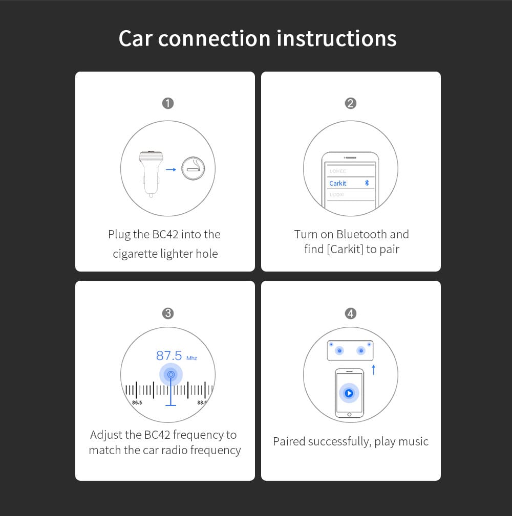 Alfawise QC3.0 Bluetooth 4.2 FM Transmitter Car Charger- Silver Alfawise QC3.0 Bluetooth 4.2 FM Transmitter Car Charger- Silver
