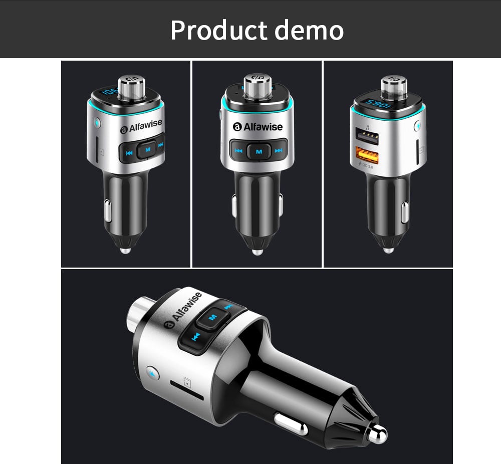 Alfawise QC3.0 Bluetooth 4.2 FM Transmitter Car Charger- Silver Alfawise QC3.0 Bluetooth 4.2 FM Transmitter Car Charger- Silver