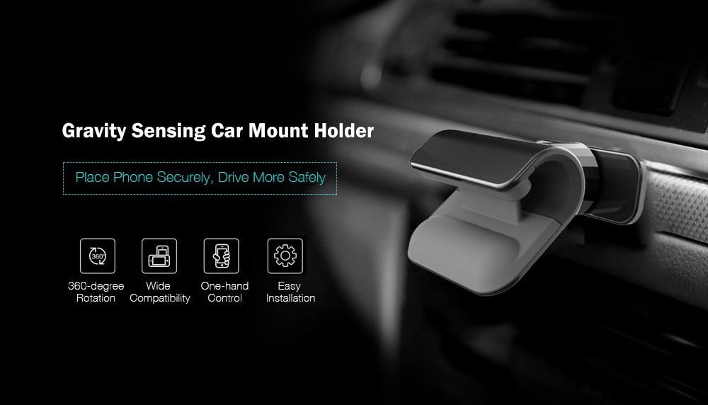 Gravity Sensing Car Phone Mount Universal Cellphone Holder Bracket- Black Gravity Sensing Car Phone Mount Universal Cellphone Holder Bracket- Black