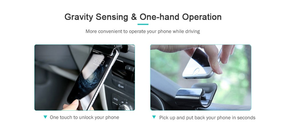Gravity Sensing Car Phone Mount Universal Cellphone Holder Bracket- Black Gravity Sensing Car Phone Mount Universal Cellphone Holder Bracket- Black
