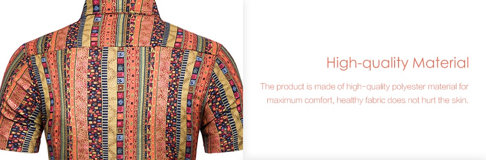 TC31 Male Ethnic Style Printed Shirt Leisure Design- Chestnut Red 4XL TC31 Male Ethnic Style Printed Shirt Leisure Design- Chestnut Red 4XL
