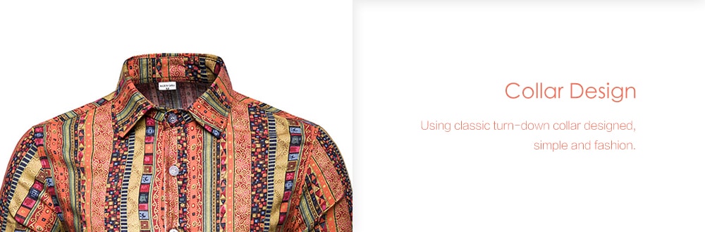TC31 Male Ethnic Style Printed Shirt Leisure Design- Chestnut Red 4XL TC31 Male Ethnic Style Printed Shirt Leisure Design- Chestnut Red 4XL