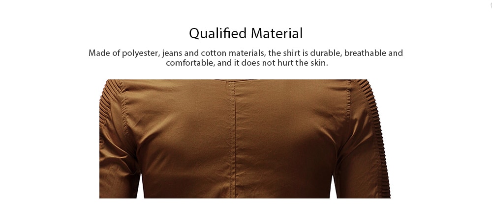 Pleated Shoulder Pocket Decoration Men's Denim Long Sleeve Shirt- Black M Pleated Shoulder Pocket Decoration Men's Denim Long Sleeve Shirt- Black M