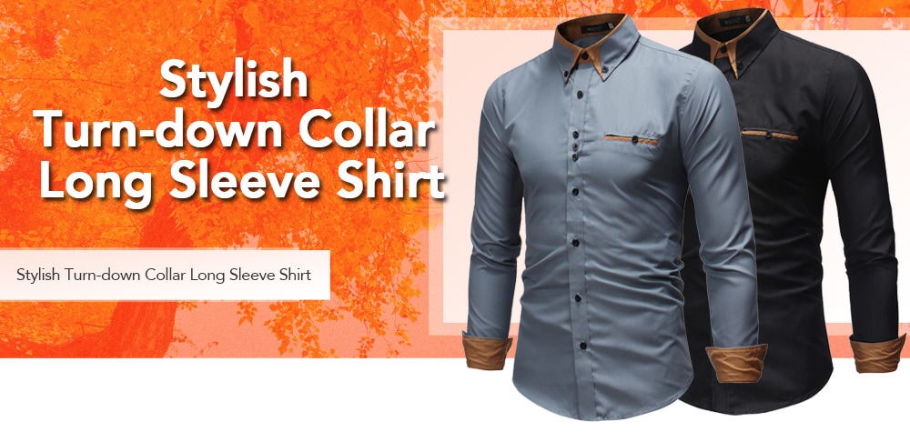 Stylish Stand Collar Long Sleeve Shirt- Black L Stylish Stand Collar Long Sleeve Shirt- Black L