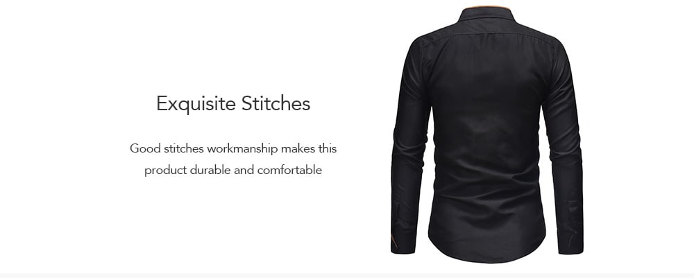 Stylish Stand Collar Long Sleeve Shirt- Black L Stylish Stand Collar Long Sleeve Shirt- Black L