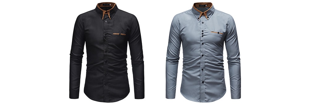 Stylish Stand Collar Long Sleeve Shirt- Black L Stylish Stand Collar Long Sleeve Shirt- Black L