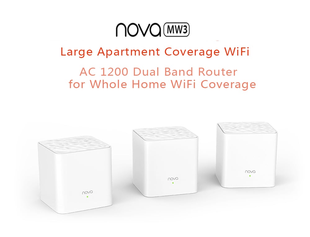 TENDA Nova MW3 AC1200 Dual Frequency Wireless Router 1200Mbps- White 2pcs TENDA Nova MW3 AC1200 Dual Frequency Wireless Router 1200Mbps- White 2pcs