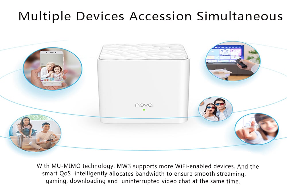 TENDA Nova MW3 AC1200 Dual Frequency Wireless Router 1200Mbps- White 2pcs TENDA Nova MW3 AC1200 Dual Frequency Wireless Router 1200Mbps- White 2pcs