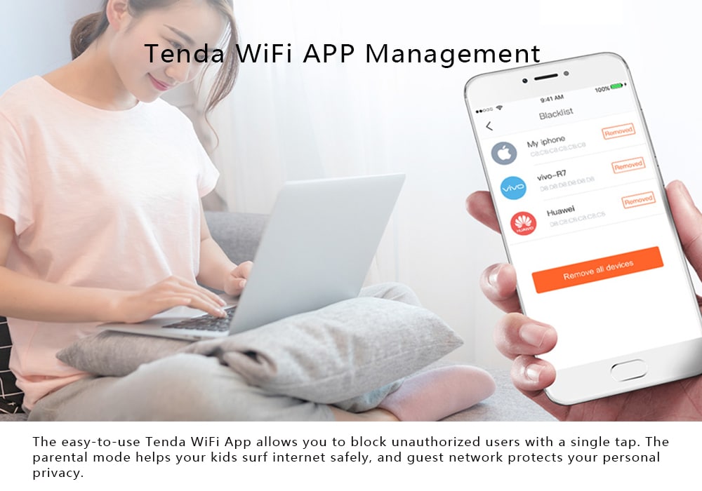 TENDA Nova MW3 AC1200 Dual Frequency Wireless Router 1200Mbps- White 2pcs TENDA Nova MW3 AC1200 Dual Frequency Wireless Router 1200Mbps- White 2pcs