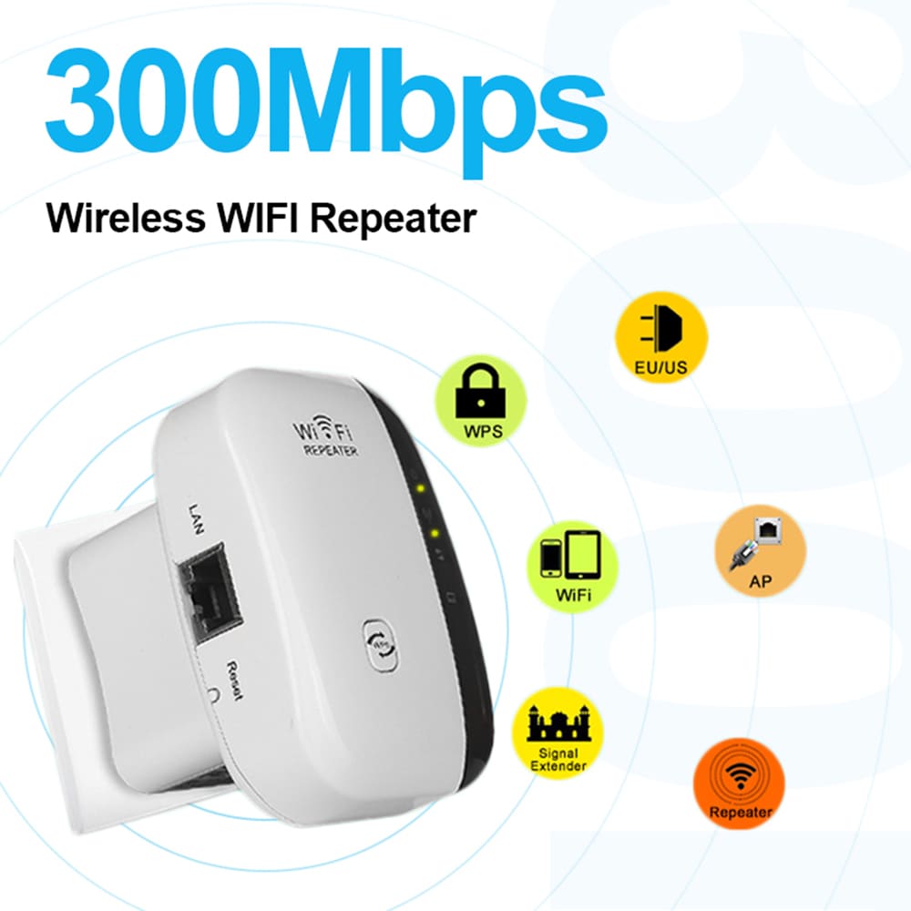 300Mbps Wireless Router WiFi Repeater Range Extender Signal Booster Amplifier- White US Plug (2-pin) 300Mbps Wireless Router WiFi Repeater Range Extender Signal Booster Amplifier- White US Plug (2-pin)