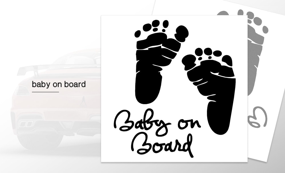 Lovely Footprint Sticker Baby on Board Car Decal for Automobile Decoration - Black Lovely Footprint Sticker Baby on Board Car Decal for Automobile Decoration - Black
