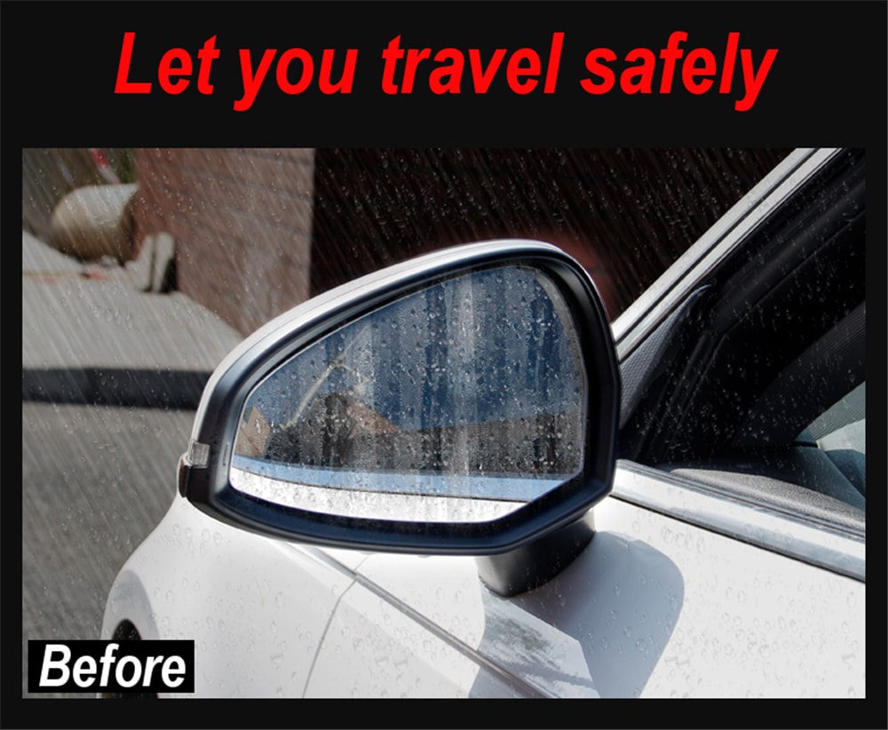 2Pcs Car Anti Fog Rainproof Rear View Mirror Window Protective Film Nano Coating- Transparent 2Pcs Car Anti Fog Rainproof Rear View Mirror Window Protective Film Nano Coating- Transparent
