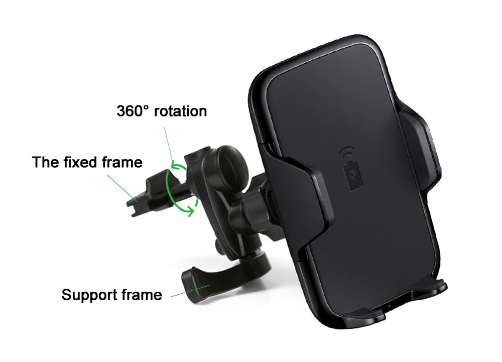 Wireless Charger Vehicle Phone Stand Charging Dock Air Vent Holder- Black Wireless Charger Vehicle Phone Stand Charging Dock Air Vent Holder- Black
