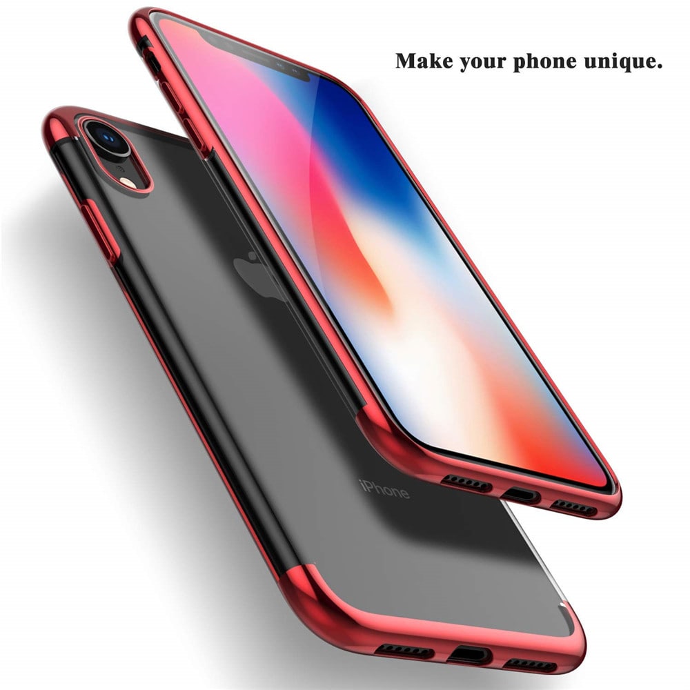 Slim Shock Clear TPU Plating Case Cover for iPhone XR- Red Slim Shock Clear TPU Plating Case Cover for iPhone XR- Red